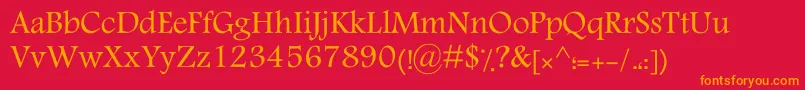 KTraffic-fontti – oranssit fontit punaisella taustalla