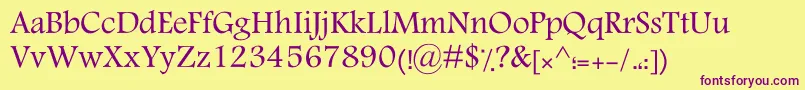 KTraffic-fontti – violetit fontit keltaisella taustalla