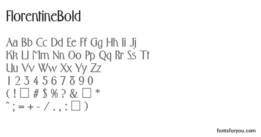 A fonte FlorentineBold – alfabeto, números, caracteres especiais
