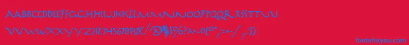 Mara2v2-Schriftart – Blaue Schriften auf rotem Hintergrund
