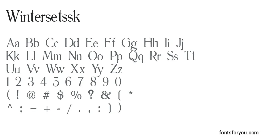 A fonte Wintersetssk – alfabeto, números, caracteres especiais