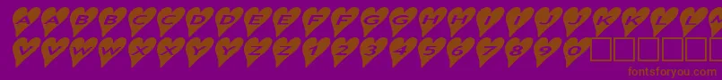 Czcionka Ashearts2a – brązowe czcionki na fioletowym tle
