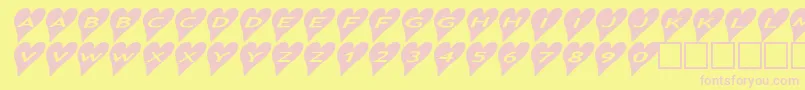 Ashearts2a-fontti – vaaleanpunaiset fontit keltaisella taustalla