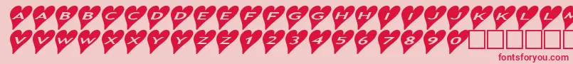 Fonte Ashearts2a – fontes vermelhas em um fundo rosa