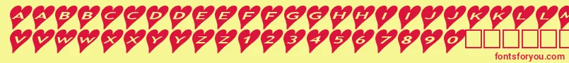フォントAshearts2a – 赤い文字の黄色い背景