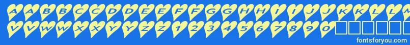 Ashearts2a Font – Yellow Fonts on Blue Background