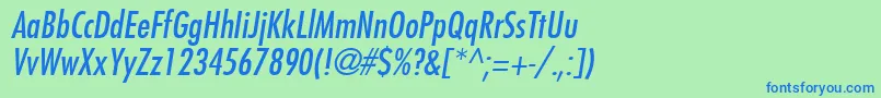 FuturaLtCondensedMediumOblique Font – Blue Fonts on Green Background