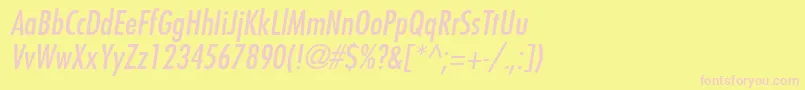 FuturaLtCondensedMediumOblique-Schriftart – Rosa Schriften auf gelbem Hintergrund