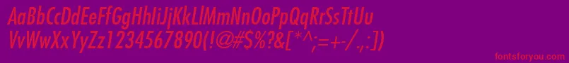 FuturaLtCondensedMediumOblique Font – Red Fonts on Purple Background