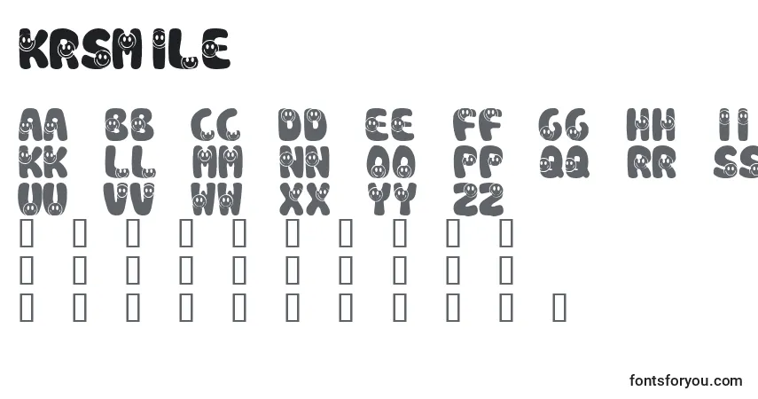 Czcionka KrSmile – alfabet, cyfry, specjalne znaki