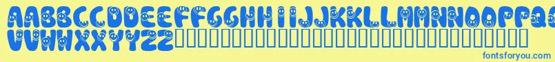 KrSmile-Schriftart – Blaue Schriften auf gelbem Hintergrund