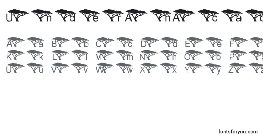Czcionka UnderAnAcaciaTree – alfabet, cyfry, specjalne znaki
