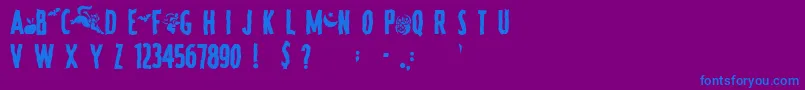フォントSpookyRegular – 紫色の背景に青い文字