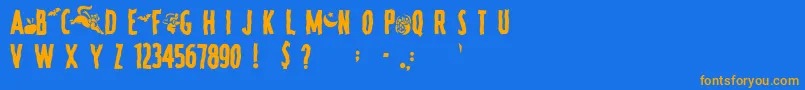 Fonte SpookyRegular – fontes laranjas em um fundo azul