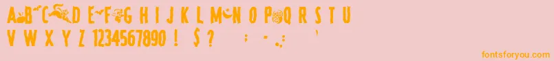 SpookyRegular-Schriftart – Orangefarbene Schriften auf rosa Hintergrund