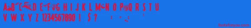 SpookyRegular-Schriftart – Rote Schriften auf blauem Hintergrund