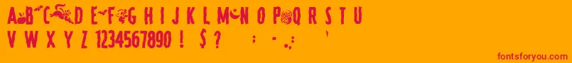 フォントSpookyRegular – オレンジの背景に赤い文字
