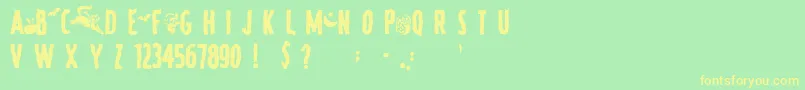 SpookyRegular Font – Yellow Fonts on Green Background