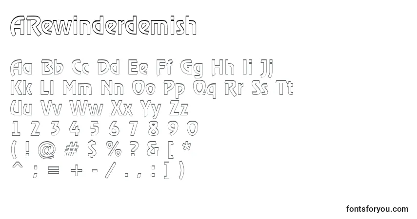 Шрифт ARewinderdemish – алфавит, цифры, специальные символы
