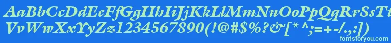 ItcGalliardLtBlackItalic Font – Green Fonts on Blue Background