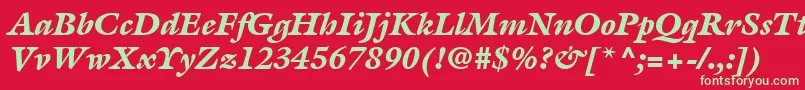 フォントItcGalliardLtBlackItalic – 赤い背景に緑の文字