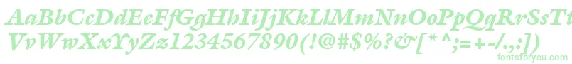 Fonte ItcGalliardLtBlackItalic – fontes verdes em um fundo branco