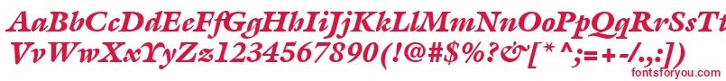 フォントItcGalliardLtBlackItalic – 白い背景に赤い文字