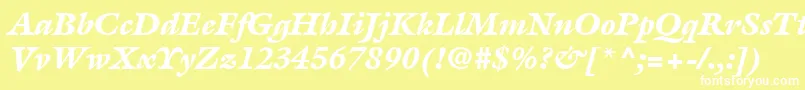 Czcionka ItcGalliardLtBlackItalic – białe czcionki na żółtym tle