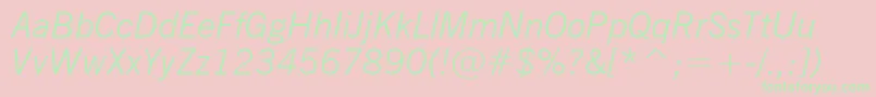 NewsGothicLightItalicBt Font – Green Fonts on Pink Background