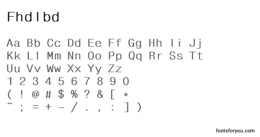 Czcionka Fhdlbd – alfabet, cyfry, specjalne znaki
