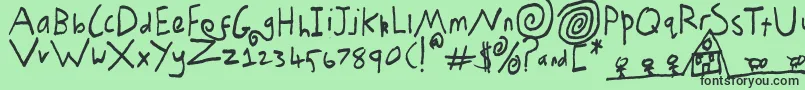 フォントOrdinaryDay – 緑の背景に黒い文字