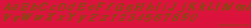 SpeedOfOatmeal-Schriftart – Braune Schriften auf rotem Hintergrund