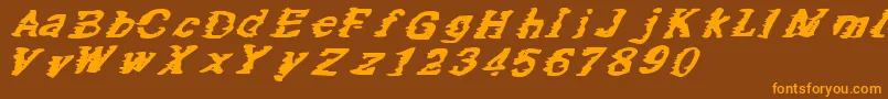 SpeedOfOatmeal-Schriftart – Orangefarbene Schriften auf braunem Hintergrund
