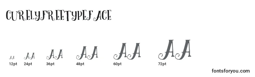 CurelyFreeTypeface Font Sizes