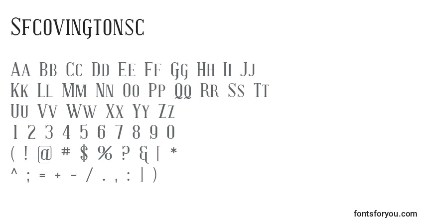 Czcionka Sfcovingtonsc – alfabet, cyfry, specjalne znaki