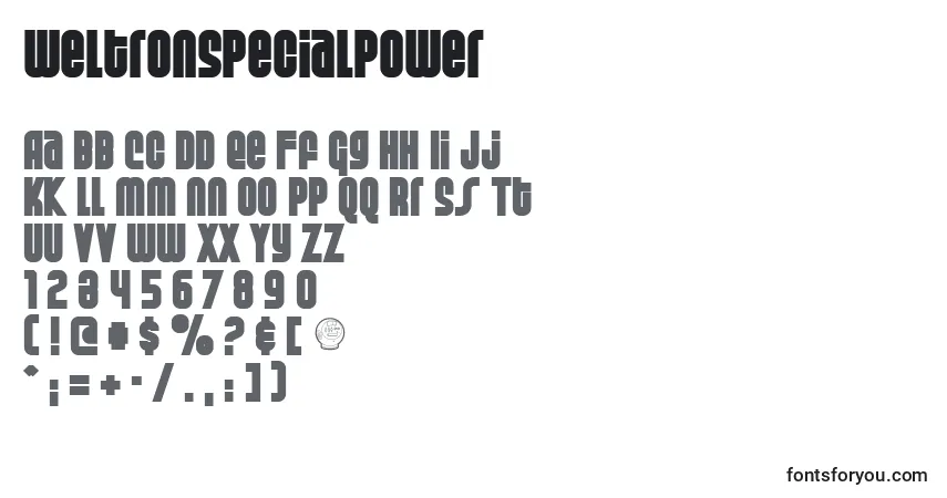 Czcionka WeltronSpecialPower – alfabet, cyfry, specjalne znaki