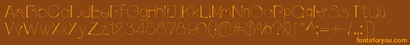 フォントPluvialight – オレンジ色の文字が茶色の背景にあります。