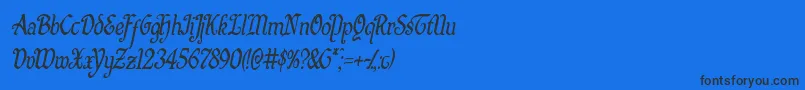 Quillswordcondital-Schriftart – Schwarze Schriften auf blauem Hintergrund