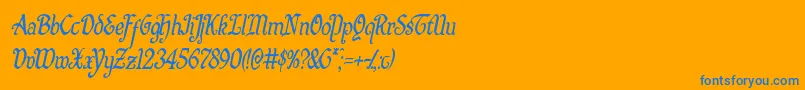 Quillswordcondital Font – Blue Fonts on Orange Background