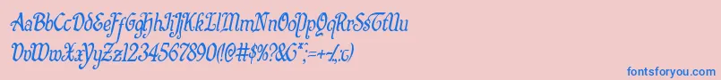 Quillswordcondital-Schriftart – Blaue Schriften auf rosa Hintergrund