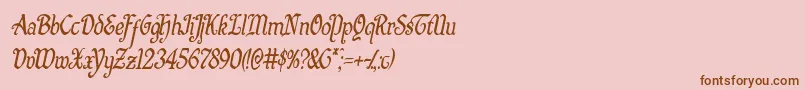 Quillswordcondital-Schriftart – Braune Schriften auf rosa Hintergrund