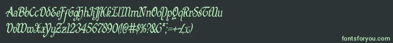 Quillswordcondital Font – Green Fonts on Black Background