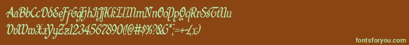 Quillswordcondital Font – Green Fonts on Brown Background