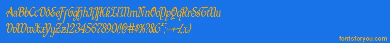 Quillswordcondital Font – Orange Fonts on Blue Background