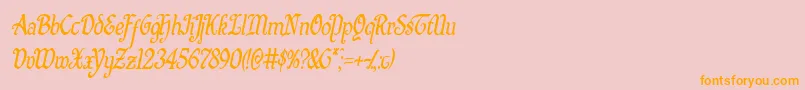 Quillswordcondital-Schriftart – Orangefarbene Schriften auf rosa Hintergrund