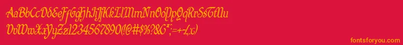 Quillswordcondital Font – Orange Fonts on Red Background