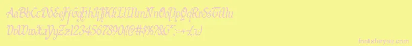 Quillswordcondital-Schriftart – Rosa Schriften auf gelbem Hintergrund