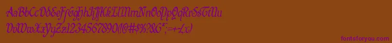 Quillswordcondital-Schriftart – Violette Schriften auf braunem Hintergrund