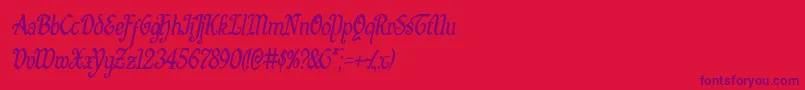 Quillswordcondital-Schriftart – Violette Schriften auf rotem Hintergrund