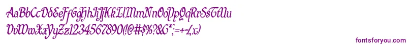 Quillswordcondital-Schriftart – Violette Schriften auf weißem Hintergrund